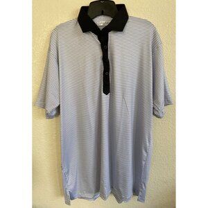 Collars & Co Polo Featherweight Relaxed LG Black & White Striped NWOT